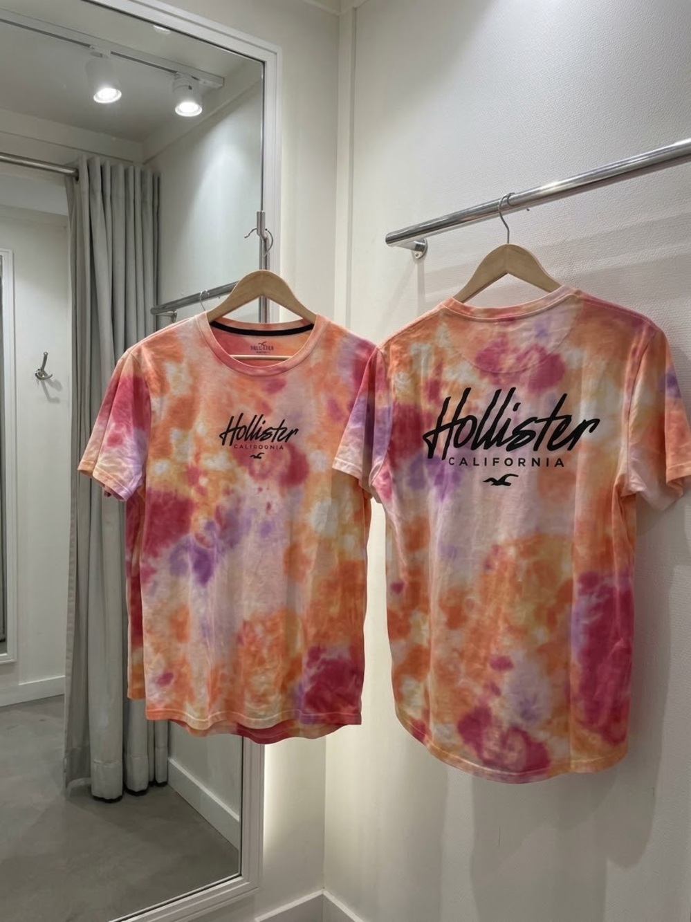 Hollister Tie-Dye Short Sleeve Tee in Orange, Pink, Purple